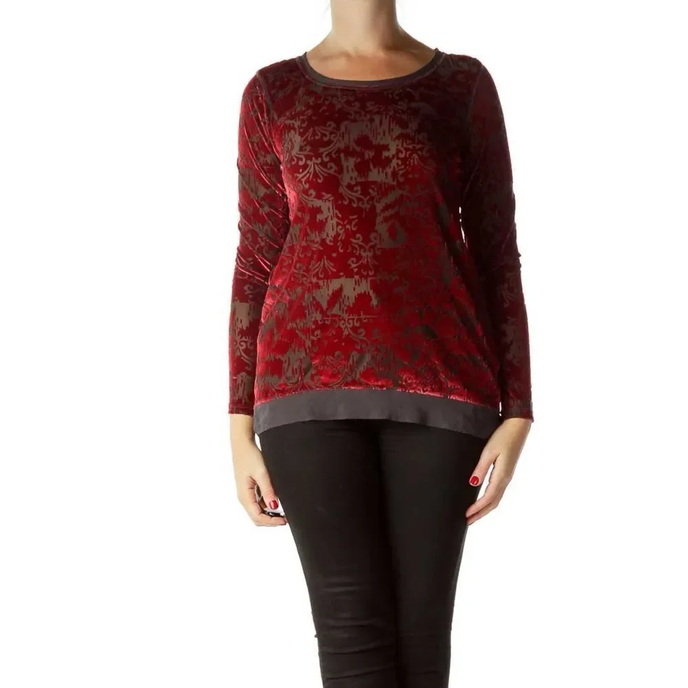 Simply Vera Wang crushed velvet shirt - size medium (burgundy)